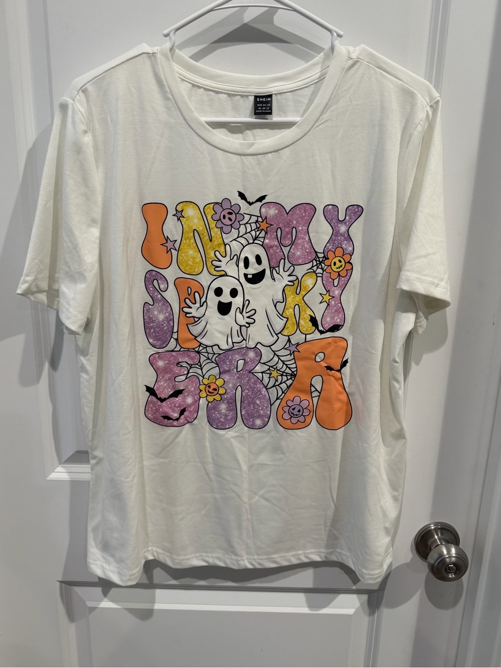 SHEIN White Tee with Ghost Graphic Size XL